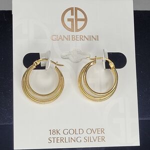 Gold Hoop Earrings with Layered Design and Sleek Finish